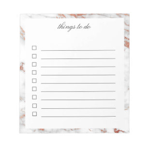 Zu-Do-Notepad mit weißem und goldenem Marmor Notizblock