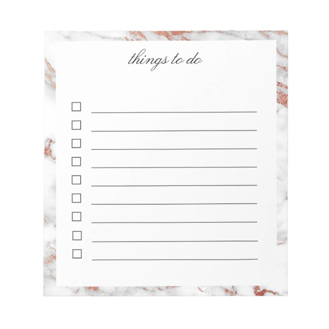 Zu-Do-Notepad mit weißem und goldenem Marmor Notizblock (Vorderseite)