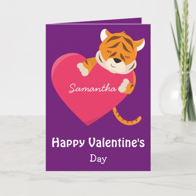 Zu einer Tochter am Valentinstag Tiger Karte (Vorderseite)