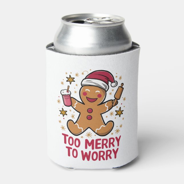 Zu froh, um sich Funny Gingerbread Weihnachten zu  Dosenkühler (Kanne Vorderseite)