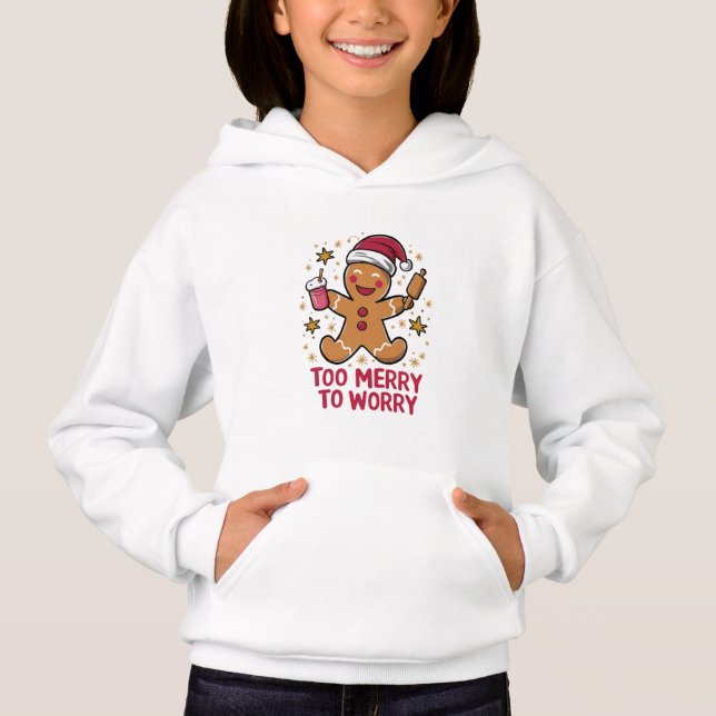 Zu froh, um sich Funny Gingerbread Weihnachten zu  Hoodie (Vorderseite)