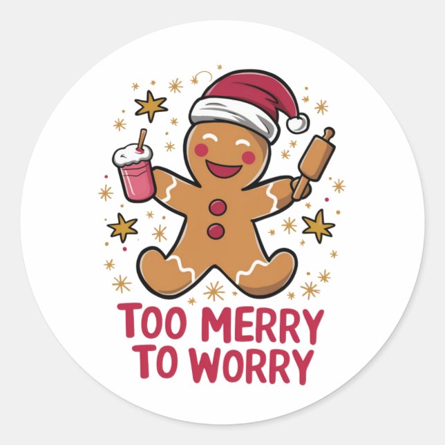 Zu froh, um sich Funny Gingerbread Weihnachten zu  Runder Aufkleber (Vorderseite)