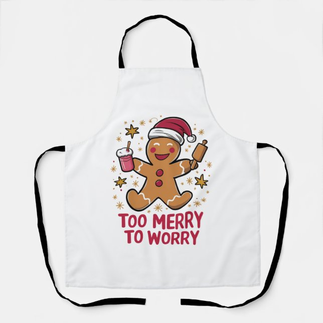 Zu froh, um sich Funny Gingerbread Weihnachten zu  Schürze (Vorderseite)