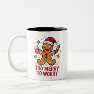 Zu fröhlich, um sich Sorgen zu machen, lustiger Gi Zweifarbige Tasse