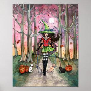 Zu Fuß die Katzen, die ein Halloween-Poster haben Poster
