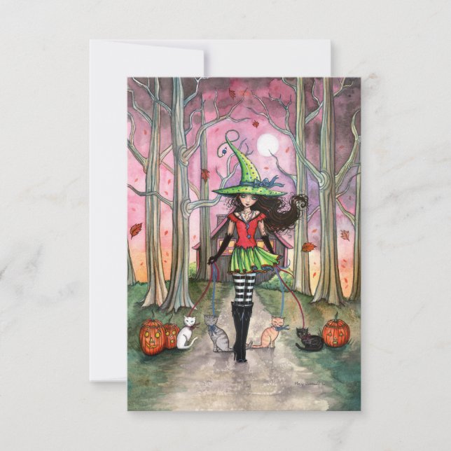Zu Fuß die katzenHalloween-Postkarte Karte (Vorderseite)