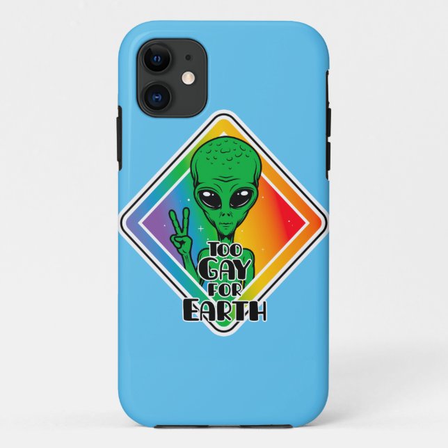 Zu Gay For Earth Funny Alien UFO Case-Mate iPhone Hülle (Rückseite)