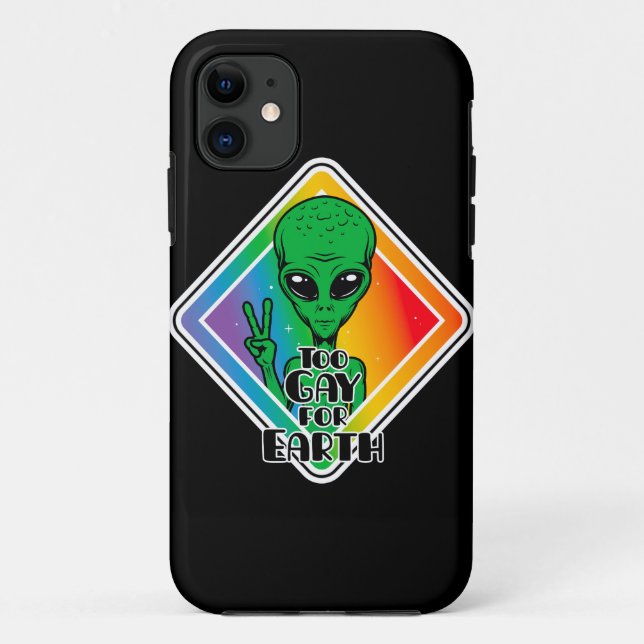 Zu Gay For Earth Funny Alien UFO Case-Mate iPhone Hülle (Rückseite)