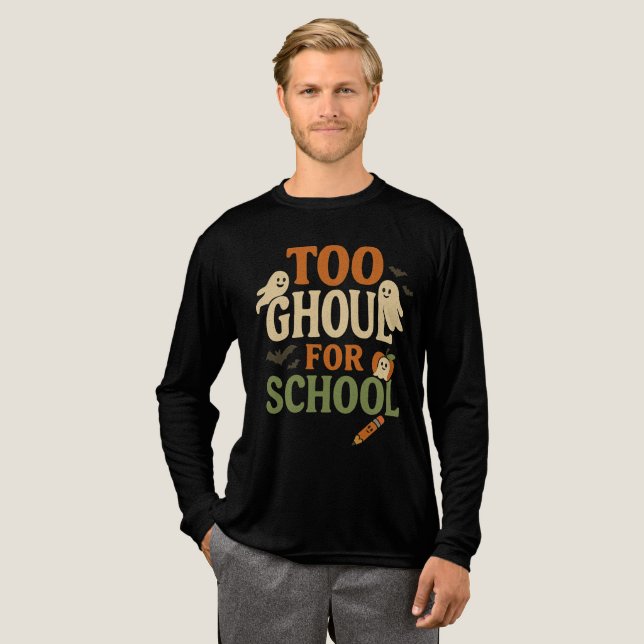 Zu Ghoul für Lehrer Halloween-Shirt Tri-Blend Shirt (Volle Vorderseite)