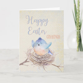 Zu Grandson Happy Oaster Blue Bird in Nest Feiertagskarte