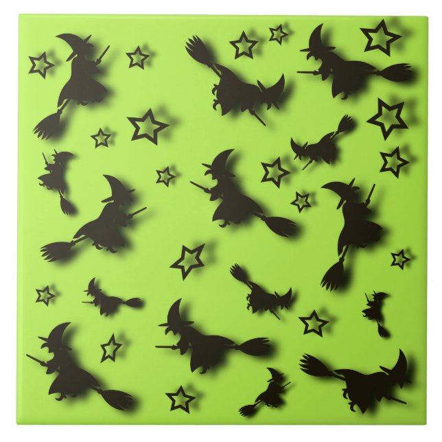 Zu Halloween Abend 3D unter Sternen fliegen Fliese (Vorderseite)