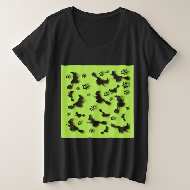 Zu Halloween Abend 3D unter Sternen fliegen Große Größe T-Shirt (Design vorne)
