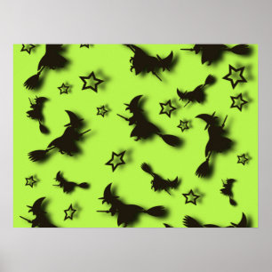 Zu Halloween Abend 3D unter Sternen fliegen Poster