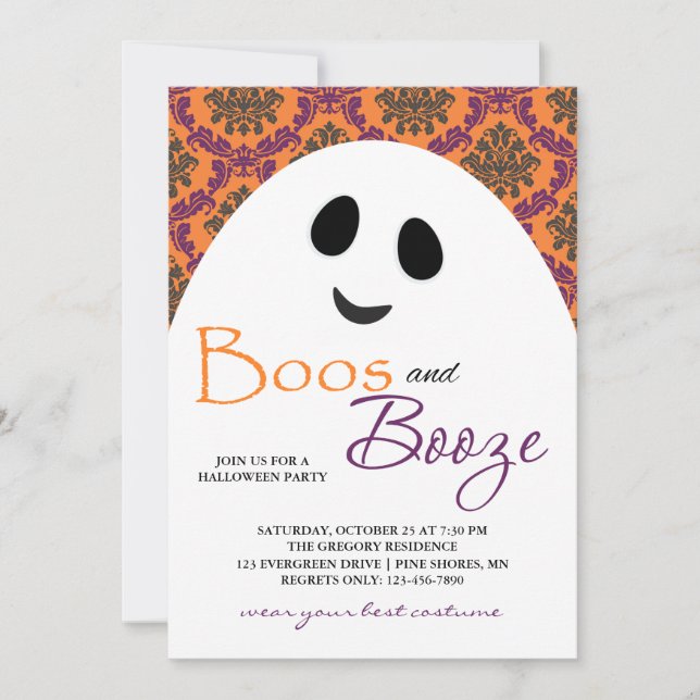 Zu Halloween-Einladungen von Boos und Booze Ghost  Einladung (Vorderseite)