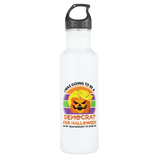 Zu Halloween Funny Trumpkin als Demokrat Edelstahlflasche (Vorderseite)