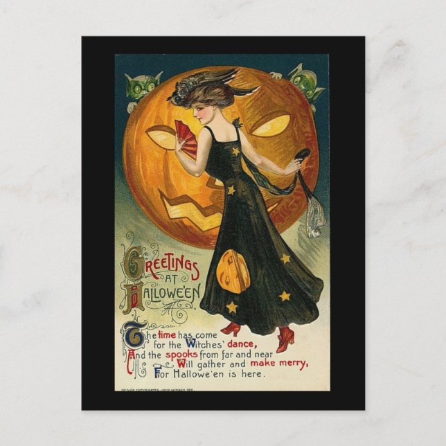 Zu Halloween ist die Zeit gekommen Postkarte (Vorderseite)