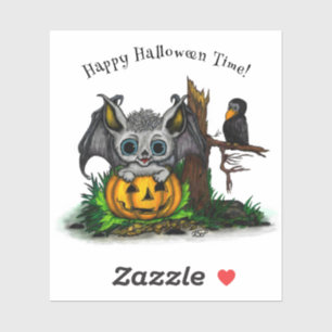 zu Halloween , Niedlichem Fleet und Raven gewartet Aufkleber