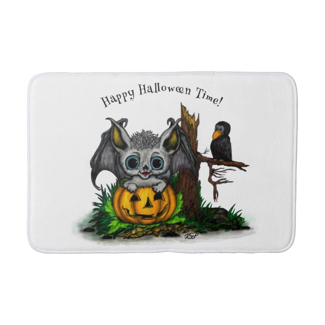 zu Halloween , Niedlichem Fleet und Raven gewartet Badematte (Vorderseite)