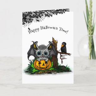 zu Halloween , Niedlichem Fleet und Raven gewartet Dankeskarte