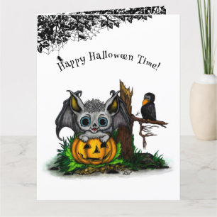 zu Halloween , Niedlichem Fleet und Raven gewartet Dankeskarte