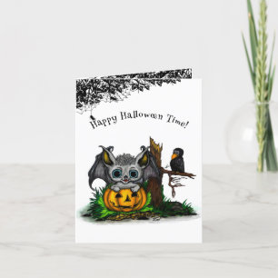 zu Halloween , Niedlichem Fleet und Raven gewartet Dankeskarte