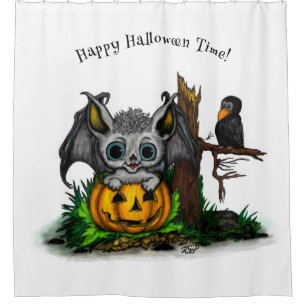 zu Halloween , Niedlichem Fleet und Raven gewartet Duschvorhang