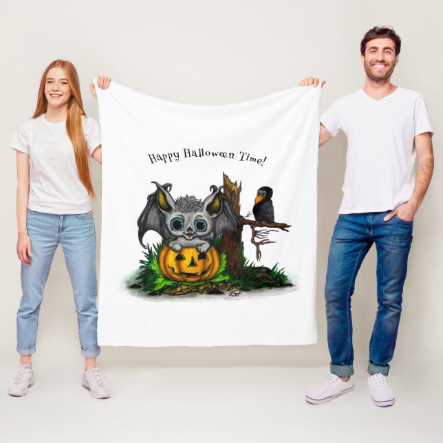zu Halloween , Niedlichem Fleet und Raven gewartet Fleecedecke (Beispiel)