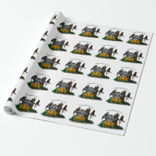 zu Halloween , Niedlichem Fleet und Raven gewartet Geschenkpapier