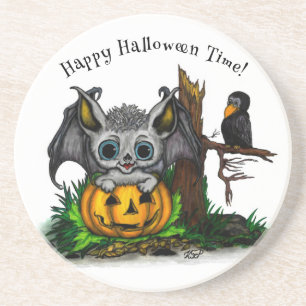 zu Halloween , Niedlichem Fleet und Raven gewartet Getränkeuntersetzer