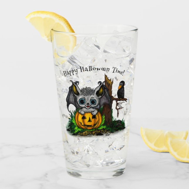 zu Halloween , Niedlichem Fleet und Raven gewartet Glas (Vorderseite Ice)