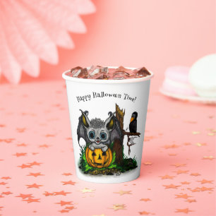 zu Halloween , Niedlichem Fleet und Raven gewartet Pappbecher