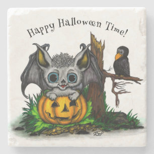 zu Halloween , Niedlichem Fleet und Raven gewartet Steinuntersetzer