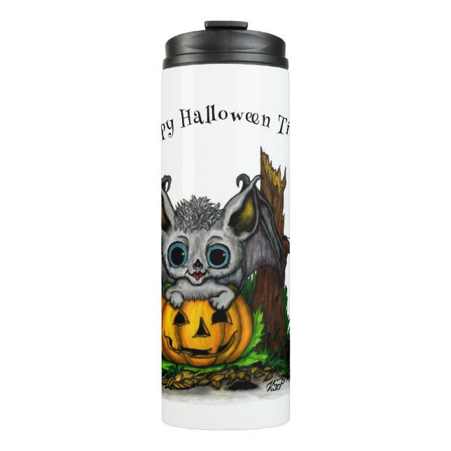 zu Halloween , Niedlichem Fleet und Raven gewartet Thermosbecher (Vorderseite)