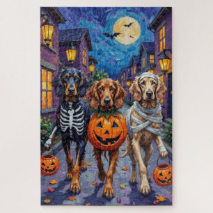 Zu Halloween-Trick oder -Behandlung von Hunden aus