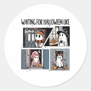 Zu Halloween wie Niedliches Ghost-Kaffeepferd gewa Runder Aufkleber