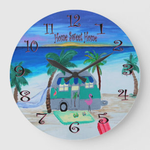 Zu Hause an der Strandwanduhr Große Wanduhr