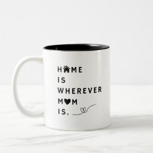 Zu Hause ist da, wo Mama ist – Geschenk für Mama Zweifarbige Tasse
