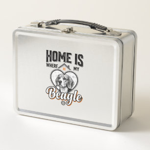 Zu Hause ist dort, wo mein Beagle ist Vintage-Hund Metall Brotdose