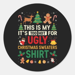 Zu heiße Weihnachten Sweaters Funny Xmas Men Wom Runder Aufkleber
