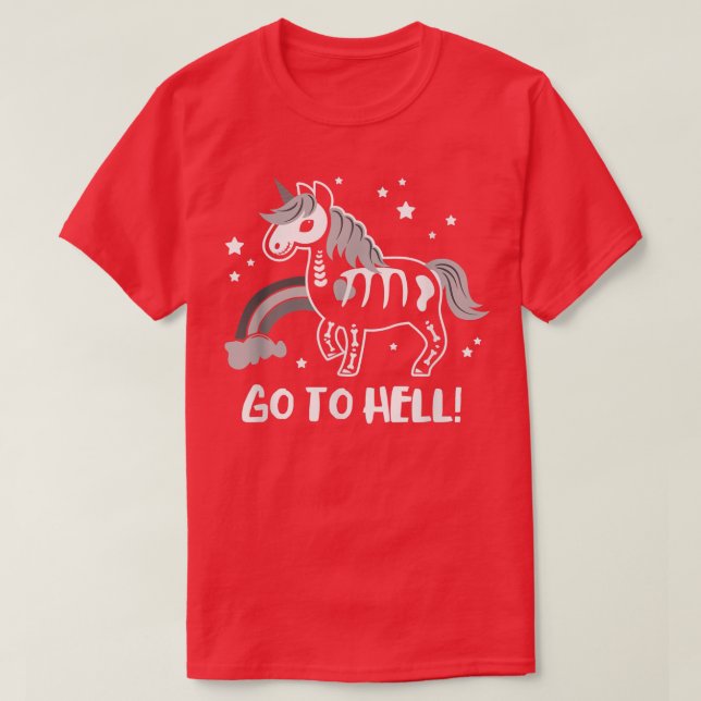 Zu Hell Halloween Mystisches Skelett Einhorn  T-Shirt (Design vorne)