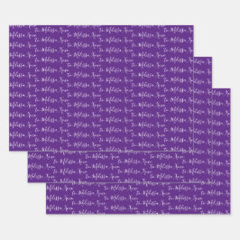 Zu Ihrem Namen Moderne Handschrift Lila Geschenkpapier Set