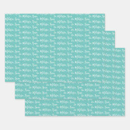 Zu Ihrem Namen Moderne Handschrift Minze Grün Wrap Geschenkpapier Set