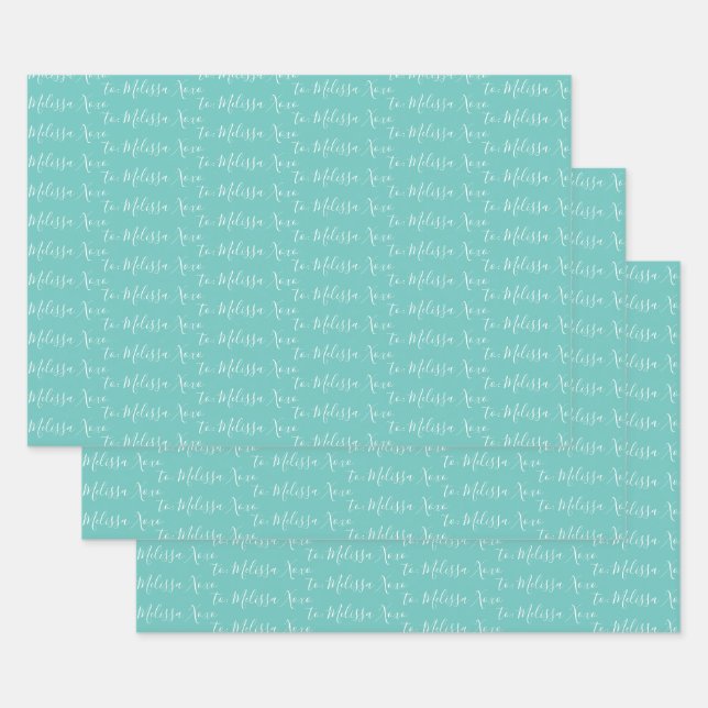 Zu Ihrem Namen Moderne Handschrift Minze Grün Wrap Geschenkpapier Set (Set)