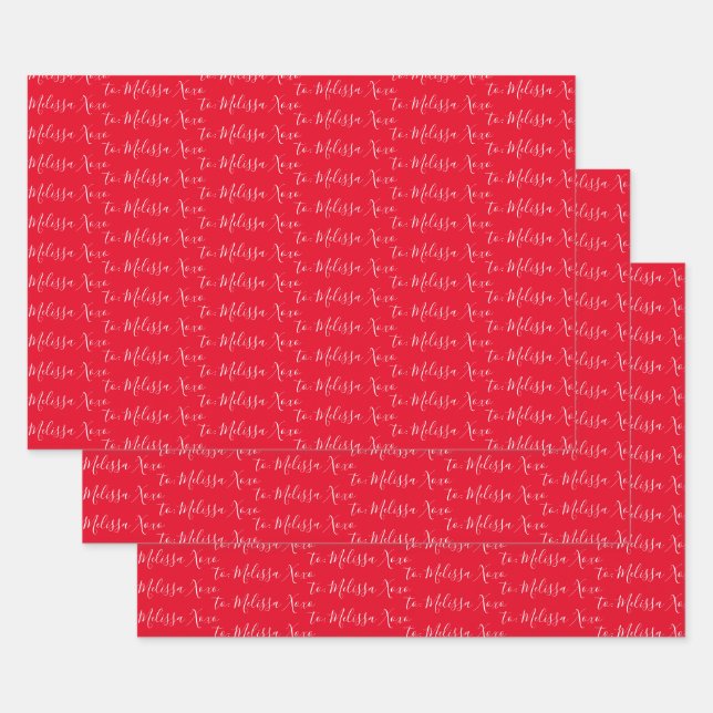 Zu Ihrem Namen Moderne Handschrift rot Geschenkpapier Set (Set)