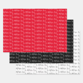 Zu Ihrem Namen Moderne Handschrift weiß, rot und s Geschenkpapier Set