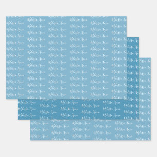 Zu Ihrem Namen Moderne Handschrift Winter Blues Geschenkpapier Set