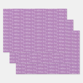 Zu Ihrem Namen Moderner Handschriftenlavender Lila Geschenkpapier Set