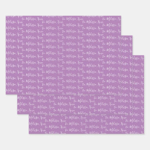 Zu Ihrem Namen Moderner Handschriftenlavender Lila Geschenkpapier Set
