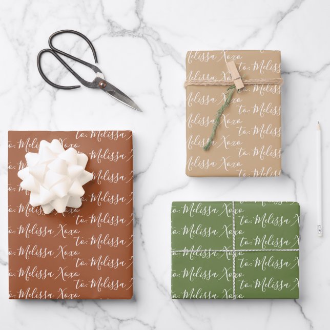 Zu Ihrem Namen Modernes Handwriting Boho 1 Geschenkpapier Set (Vorderseite)