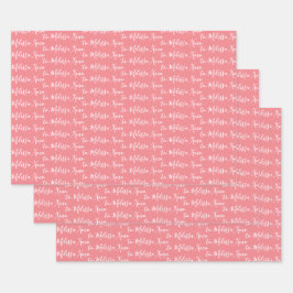 Zu Ihrem Namen Modernes Schreibpinke Geschenkpapier Set